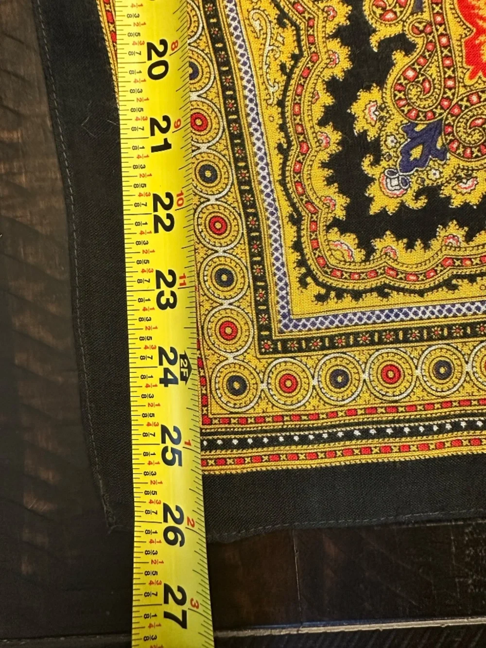 Vintage Square Scarf ~ Black and Gold with Center Medallion